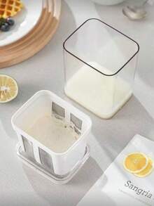 1pc Reusable Yogurt Strainer With Fine Mesh, Suitable For Making Cheese, Yogurt, Soy Milk, Kitchen Tool, Washable With Lid - White - View 4