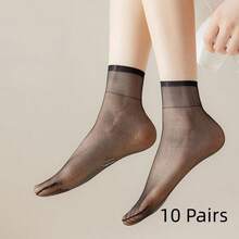 10 Pairs Women's Summer Thin Dot Gel Mid-Calf Socks, Transparent Non-Slip Invisible Socks, Versatile Breathable Suitable For Ladies - Multicolor - View 18