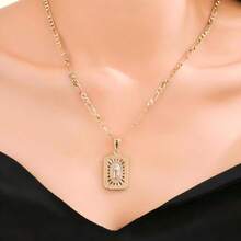 1pc Elegant Gold-Plated Square Guadalupe Virgin Mary Pendant, Religious Memorial Jewelry For Faith And Love, Suitable For Mother's Day, Gift For Mother/Daughter - Multicolor - View 2