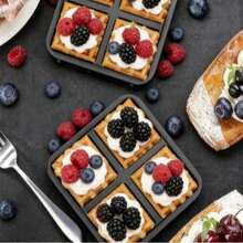 1个方形华夫饼模具 - 不粘烤盘，适用于4-7升空气炸锅 | 可重复使用，用于烘焙比利时华夫饼、煎饼和鸡蛋 | 可用洗碗机清洗 - 查看 10