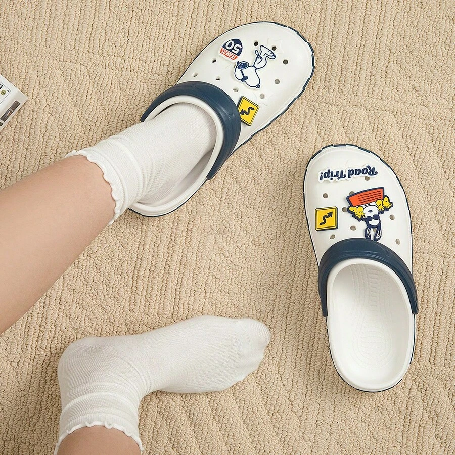 Miniso 史努比系列经典条纹拖鞋,柔软舒适材质,防滑耐磨鞋底,夏季日常休闲拖鞋,完美礼物,EVA材质(1双) - 彩色 - 查看 1