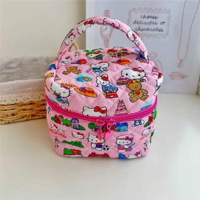 卡通印花棉质刺绣化妆包，大容量化妆袋，宿舍必备，旅行收纳包，礼品