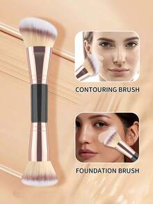 Pincel de maquillaje de doble punta angulado, para base y contorno en uno - Multicolor - Ver 8