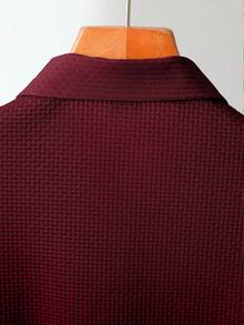 1 chiếc áo polo nam công sở lịch lãm, in họa tiết, cỡ lớn phù hợp cho nam giới thừa cân, chất liệu thoải mái, thích hợp cho chơi golf, tennis, du lịch ngoài trời, dạo chơi, món quà tuyệt vời dành cho nam giới. - Màu Đỏ Sâu - Xem 3