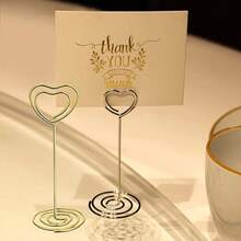 20个3.35英寸桌号牌架 - 婚礼中心装饰、生日派对、照片相框展示用桌卡架（心形-玫瑰金） - 查看 2