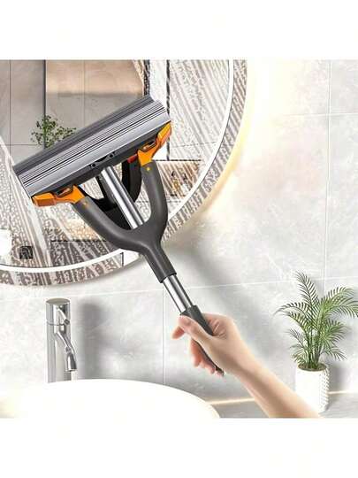 1 cây lau nhà bằng thép không gỉ cán mỏng, dễ vệ sinh - Thấm hút tốt, thiết kế có thể gập lại, thích hợp để lau chùi hiệu quả cả khô và ướt trong nhà bếp, phòng tắm, phòng khách, miếng lau có thể tái sử dụng.