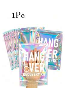 1-10pcs Hangover Recovery Kit Self-Care Gift Set, Pre-Printed Holographic Resealable Bags, Elegant Mini Gift Bags, Multiple Colors Available, Suitable For Wedding Favors, Party Favors, Small Gifts, Birthday, Gender Reveal, Halloween Candy, Birthday Hangover Kit, Back To School, Valentine's Day, Size 7"X5" - Multicolor - View 9