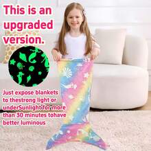 [Glow Mermaid] Soft Glow-In-The-Dark Mermaid Tail Blanket | Wearable Plush For Girls, Teens & Adults - Perfect For All Seasons, Birthday Gifts & Nursery Decor, Unicorn Sleeping Bag, Kindergarten Decor - Yellow - View 1