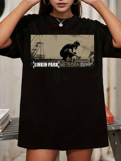 LinkinS Park Meteora T-Shirt Men Women Vintage Rock Band Graphic Tee Casual Short Sleeve O-Neck Top Nu Metal Fan Gift Streetwear Tshirt