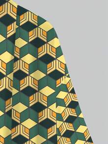 Áo khoác cardigan kimono nam kiểu dáng thường ngày - Họa tiết hình học in kỹ thuật số, chất liệu polyester nhẹ, phù hợp mọi mùa, lý tưởng cho người hâm mộ anime, áo khoác thoáng khí, kimono polyester, trang phục cosplay. - màu đen - Xem 5