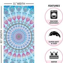 Khăn tắm Mandala, khăn tắm microfiber phong cách hippie bohemian phù hợp cho nữ, khăn du lịch nhanh khô màu cát xanh bohemian, quà tặng tập yoga cho người lớn. - A - Xem 4