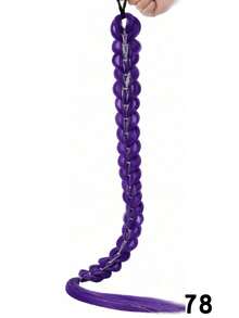 28-Inch Purple Synthetic Fiber Braid Wig, Convenient Clip-On Ponytail Hair Extension, Suitable For Cosplay, Halloween Costumes - Multicolor - View 14