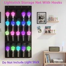 1 Túi lưới đựng lightstick K-Pop có móc, chứa được tối đa 24 lightstick K-Pop, phù hợp với hầu hết các loại lightstick K-Pop, vật dụng thiết yếu cho fan K-Pop, thích hợp cho các bữa tiệc, trò chơi và sự kiện, tương thích với lightstick chính thức của Twice/TXT/EXO/Aespa/Army Bomb và các nhóm khác. Lightstick không bao gồm trong túi. - 24 túi đựng đồ - Xem 1