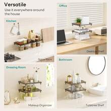 2 Pcs Cabinet Organizer Shelf, Great Stackable Countertop Organizer, Clear Plastic Shelves For Kitchen, Bathroom, Makeup, Desk, Pantry Storage - 黑色 - 查看 6