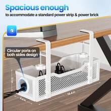 Hidden Cables Management Under Desk Tray, No Drill Management With Clamp Wire Organization, Cord Organizer Office, Home - No Damage To Desk (White) PARN - White-2 PACK - View 3