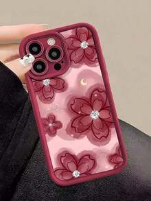 Funda de teléfono a prueba de golpes con patrón de flores en TPU, cobertura completa, compatible con Apple 16, 15, 14, 13, 12, 11 Pro Max, Series, resistente al agua, a las caídas y a los arañazos, regalo de primavera para fiestas, color rojo degradado con flores rojas,mobile phones, bags, mobile accessories, phone cases, room decoration, accessories, transparent phone cases, summer, phone straps, men's phone cases, black phone cases, pink phone cases, mobile case for men, mobile case for women, mobile phone protection, beach accessories, strawberry treats, phone protection covers. - Estilo (1 pieza) - Ver 2