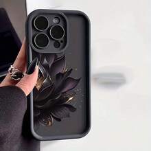 1pc Suitable For Apple Mobile Phone Case Black High Bamboo Half Lotus Summer  17 Pro Max Case  17 Case  17 Pro Case  17 Plus Case Clear Phone Case  15 Case  16 Case  16 Plus Case - 1pc - 查看 5