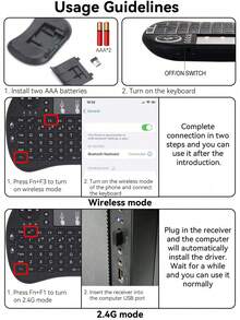 1 pieza Ratón volador inalámbrico de doble modo Mini 2.4G con panel táctil y teclado - Ver 3