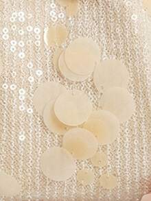 女士奶油色贝壳亮片褶皱手拿包，迷你链条斜挎包，适合婚礼、派对、舞会、晚宴等场合 - 杏色 - 查看 8