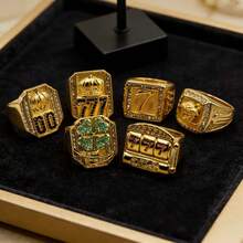 Lucky Ring 777 Men's, 18K Gold Plated Stainless Steel - Luxury Style - 5 - 查看 3