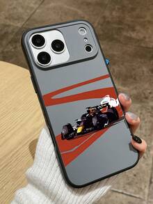 F1 Racetrack Print Phone Case, 2-In-1 Shockproof Protective Cover, TPU + PC Dual-Layer Protection, Racing Fans Design, TPU Soft Frame + Hard PC Backplate, Raised Lens Protection, Anti-Slip Texture, Fingerprint-Resistant, Suitable For Commuting, Racing Events, Fashionable Outfits, Ideal Gift For Birthday, Graduation, Holidays, Compatible With IPhone And Galaxy - Black - View 5