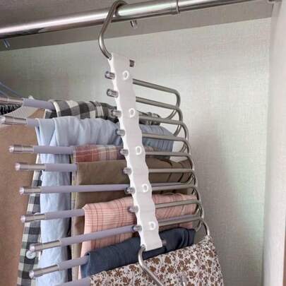 Organizador de pantalones de múltiples capas, organizador de armario que ahorra espacio con diseño antideslizante para vaqueros, leggings, pantalones de pierna ancha, shorts, faldas. Almacenamiento resistente y sin arrugas, organizador de ropa plegable, almacenamiento esencial para el hogar, fácil montaje