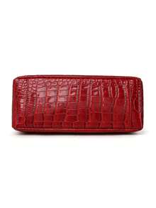 Retro Minimalist Printed Crossbody Bag With Adjustable PU Strap, Flap Closure, New Year - Camel - View 8