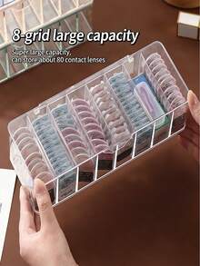 1pc Transparent Desktop Multi-Size Contact Lens Storage Box, Flip Lid Compartment Daily Disposable Contact Lens Storage Box, Large Capacity Multi-Pair Storage, Transparent Dust-Proof Storage Box, Makeup Bag, Travel Essential - Multicolor - View 8