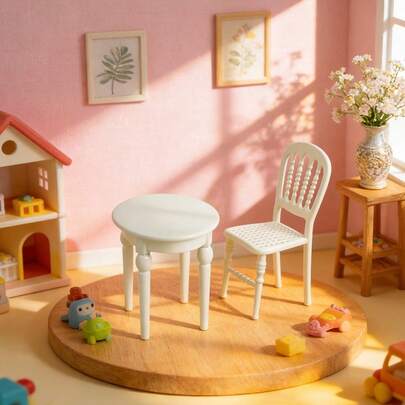 1:12 Scale Cast Iron Mini Table And Chair Set, Suitable For Toy House Decor, Perfect Accessory For Toy Furniture. 14+ Piece Creative Detailed Mini Furniture Toy Set, Ideal For Home Decor, Mini Furniture Enthusiasts And Collectors