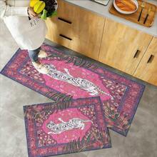 3 Piece Pink White Tiger Print Area Rug Set, Bohemian Tropical Floor Mat, Non-Slip Washable Carpet For Entryway Kitchen Home Decor,Non-Slip, Absorbent, Washable Polyester ,Kitchen And Laundry Area, Laundry Room | Decorative Floor | Absorbent, Laundry Room Decor,Suitable For Bathroom, Shower, Laundry Room, Bedroom, Living Room, Door Mat, Kitchen Mat - Nhiều màu - Xem 6