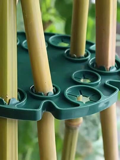 5pcs Green Plastic Plant Support Cages - Multi-Ring Trellis Suitable For Peas, Beans, Tomatoes, Cucumbers, Reusable Gardening Plant Cages With Round Support Rings, Vertical Garden Climbing Plant Trellises, Durable Vegetable Supports For Garden And Yard