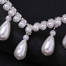 1pc Silver Elegant Fashion Baroque Bridal Headband, V-Shaped Pearl Hair Hoop, High-End Jewelry Accessory - Silver - View 4