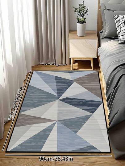 Thảm trải sàn hình chữ nhật bằng polyester in họa tiết hình học, màu đen trắng xám, dễ giặt, thích hợp cho phòng khách, hành lang, đầu giường, phòng sinh hoạt, phòng ngủ, văn phòng, nhà bếp, trang trí nhà kiểu nông thôn.