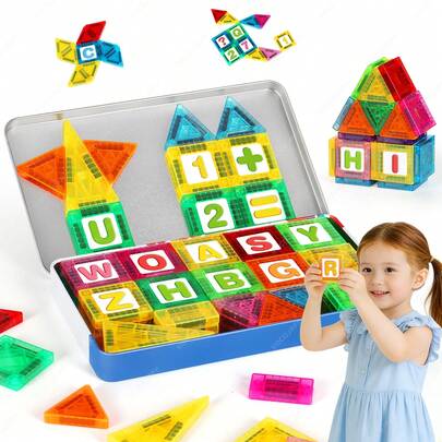 Đồ chơi xếp hình nam châm mini, học chữ cái và phép cộng/trừ số, đồ chơi lắp ráp di động - Đồ chơi toán học, thích hợp làm quà tặng ngày thiếu nhi/sinh nhật.