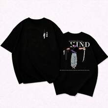 Oversized Anime T-Shirt Behind Toji Zenin Sorcerer Unisex Shirt 100% Cotton - 黑色 - 查看 4