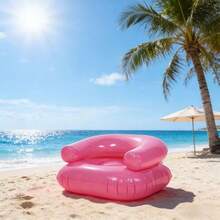 1件装可折叠充气懒人沙发，泳池/沙滩摄影道具，野餐/露营休息躺椅，粉色/透明蓝色充气沙发，卧室/阳台休闲单人座椅 - 彩色 - 查看 4