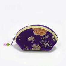1Pc/2Pcs Fashion Jewelry Storage Bag – Zippered Ruffle Design, Decorative Coin & Treasure Storage Box, Floral Pattern Organizer Box For Desk & Home Decor - Multicolor - View 10
