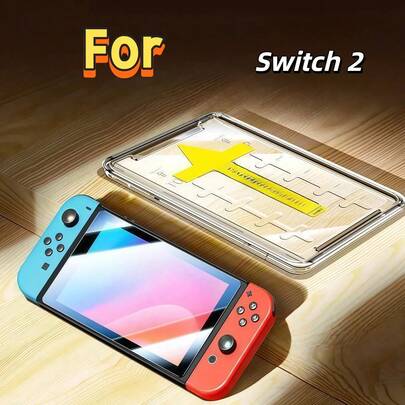 1 pieza Protector de pantalla de vidrio templado de 9H de dureza para Nintendo Switch 2, anti-arañazos, libre de burbujas, kit de alineación, sin polvo, cobertura completa