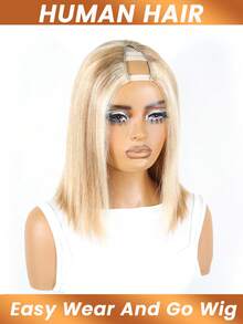 Tóc giả thẳng, tóc giả dáng chữ V, tóc giả làm bằng máy, dễ đội và sử dụng, tóc người Brazil, chất tóc mềm mượt, mật độ 150%, dành cho nữ #12P613 - S12/613 - Xem 3