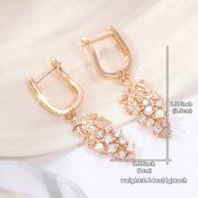 1 Đôi bông tai mặt dây chuyền hình lá nho sang trọng tinh tế, đính đá Cubic Zirconia tổng hợp sáng bóng, phụ kiện thanh lịch dành cho phái nữ trong các dịp lễ hội, đám cưới hoặc tiệc tùng, cũng là món quà sinh nhật hoàn hảo. - Hoa hồng vàng - Xem 3