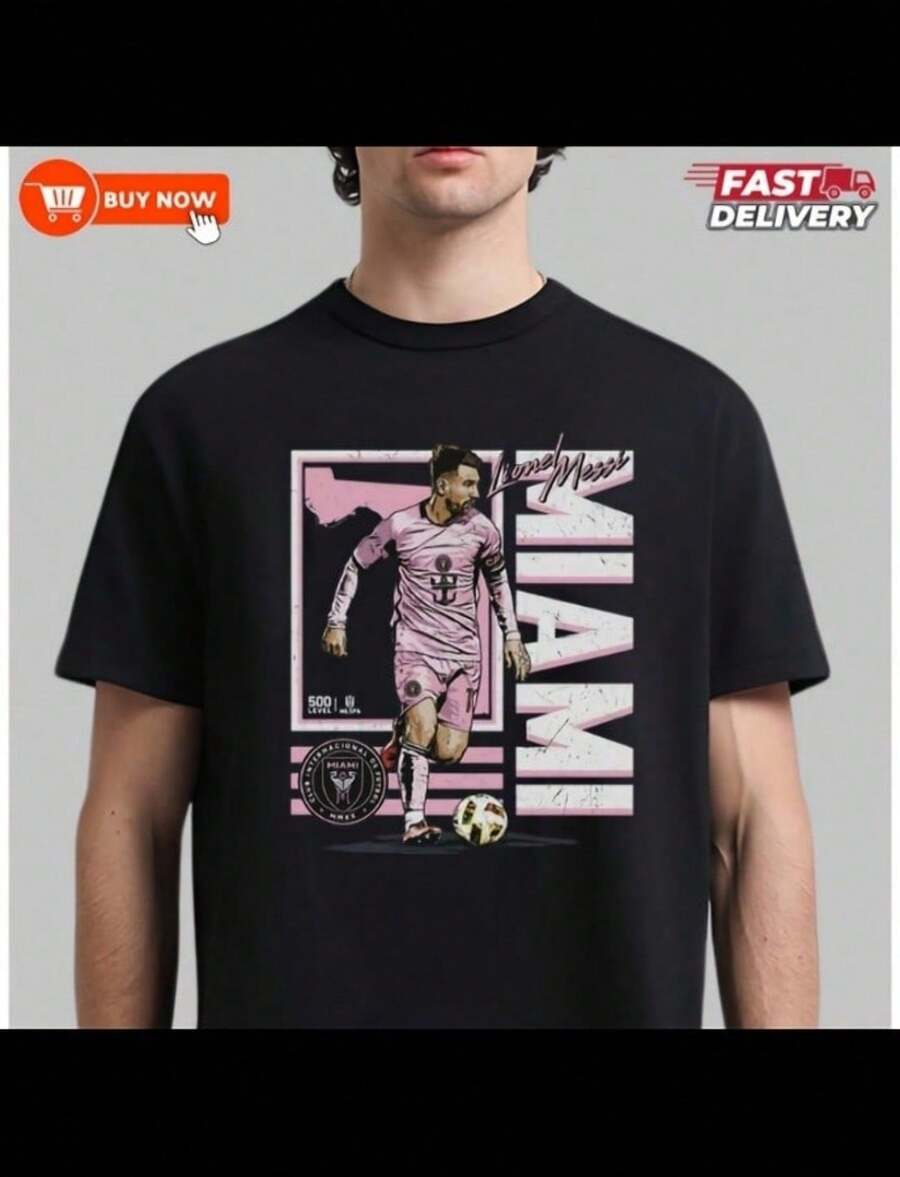 Lionels Messis Interss Miamis CF State WHT MLS TShirt - Multicolors Full Size - 黑色 - 查看 1