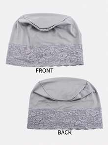 1 chiếc mũ len nữ viền ren, khăn trùm đầu Hồi giáo, mũ ngủ, thích hợp sử dụng hàng ngày. - Nhiều màu - Xem 3