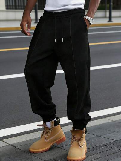 1pc Men's Loose Fit Sweatpants, Casual Outdoor Training Running Hiking Sports Pants, Loose Leisure Fashion Workout Joggers, Fitness Exercise Casual Loose Tapered Pants For Daily Commute And Street Wear