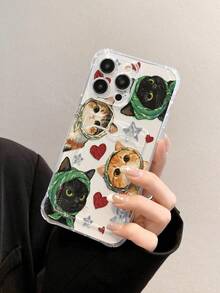卡通猫咪彩绘透明卡包多功能卡包加厚防震手机保护壳，兼容 17/17Pro/17ProMax/16/11/16Pro/16Plus/16ProMax/16E/15ProMax/13/14/12/XS/XR/7G/8P、Galaxy S25/S25Plus/S25Ultra/A16/A36/A26/A56/A50/A12/A32/A52/A72/A51/A21S/A13/A14/S24/S24Plus/S24Ultra/S20/S23/S22/A53/S20FE/S21、11/12Pro/12/12X/13Pro/14Pro/15Pro/X3Pro等机型。 10/9/Note9/12C/Note11Pro/Note8Pro/9C/9A - 彩色 - 查看 3