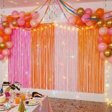 4Pcs Sunset Party Rations 6.6Ft Fe Curtains Party Rations Pink And Orange Backdrop Curtains  Sunset Autumn Tanksng Idal Wedding Uation Backdrop R - màu hồng và màu cam - Xem 6