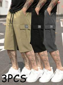 3pcs Men's Casual Cargo Shorts, Practical Pockets, Suitable For Daily Wear And Sports - Multicolor - View 5