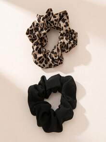 2 pezzi Elastici per capelli con stampa nera e leopardata, accessori per le vacanze, fermacode, elastici per capelli, fasce per capelli - Multicolore - Visualizzare 7