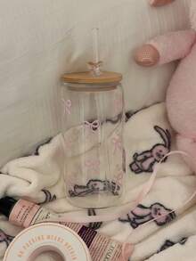 1 Bộ/Cốc cà phê đá có nơ trang nhã, cốc nước miệng rộng dùng tại nhà, cốc trà xanh có ống hút, bộ đồ uống bằng thủy tinh có ống hút thanh lịch, cốc thủy tinh có ống hút nữ tính - Nhiều màu - Xem 8