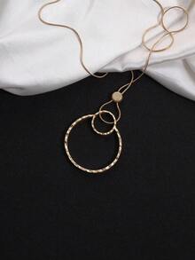 1 Pc Fashionable Circle Sweater Chain For Women, High-End Long Necklace, Unique And Niche Light Luxury Versatile Women's Elegant Necklace, Party And Gathering Outfit Accessory - Multicolor - View 8