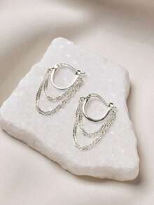 1对优雅水滴耳环，适合女性作为情人节礼物、婚礼、订婚、周年纪念日、派对饰品 - 銀色 - 查看 4